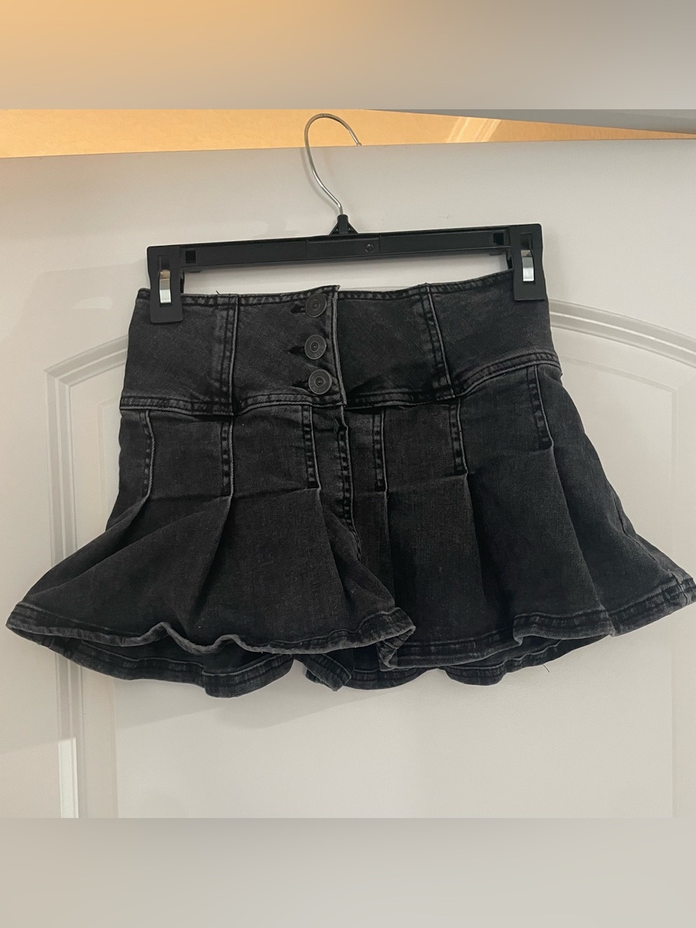 Black Denim Mini Skirt